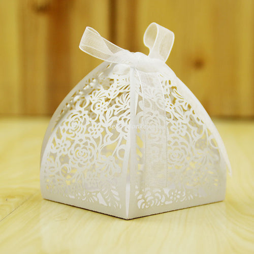 Lace Flower Design Laser Cutting Wedding Candy Box