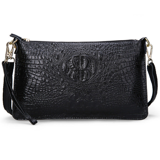 Genuine Leather Crocodile Pattern Handbag