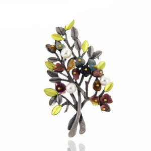 Retro Tree Shape Imitation Pearl Pins Brooches