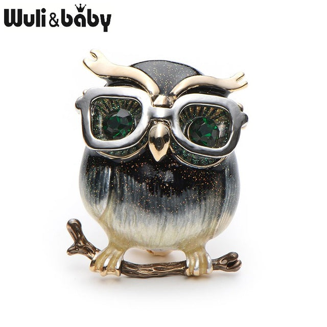 Alloy Glasses Owl Brooches