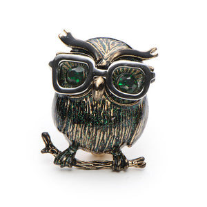 Alloy Glasses Owl Brooches