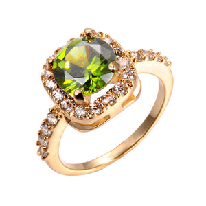 Gold Color Big Zircon CZ Zirconia Stone Ring