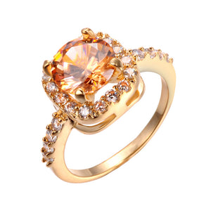 Gold Color Big Zircon CZ Zirconia Stone Ring