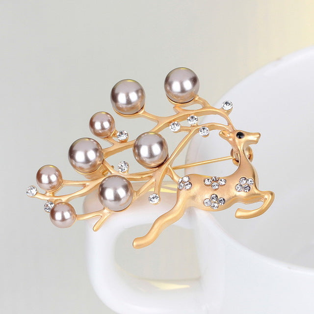 Imitation Pearl Rhinestone Brooch Pins