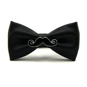 PU Leather Black White Beard Shape Bow