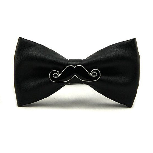 PU Leather Black White Beard Shape Bow