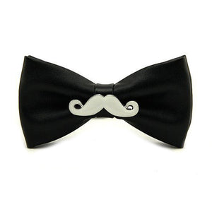 PU Leather Black White Beard Shape Bow