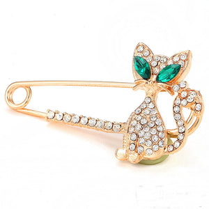 Green-eyes Cat Brooch Pin Jewelry