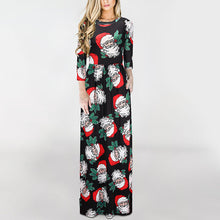 Christmas Floral Print Half Sleeve Tunic Long Maxi Dress