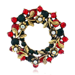 Vintage Colorful Christmas Wreath Brooches Flower