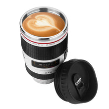 SLR Camera Lens Stainless Steel Travel Coffee Mug with Leak-Proof Lid