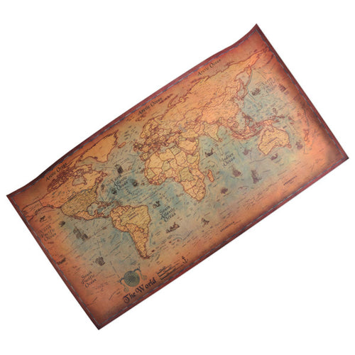 Old Vintage Word Ocean and Earth World Map Poster